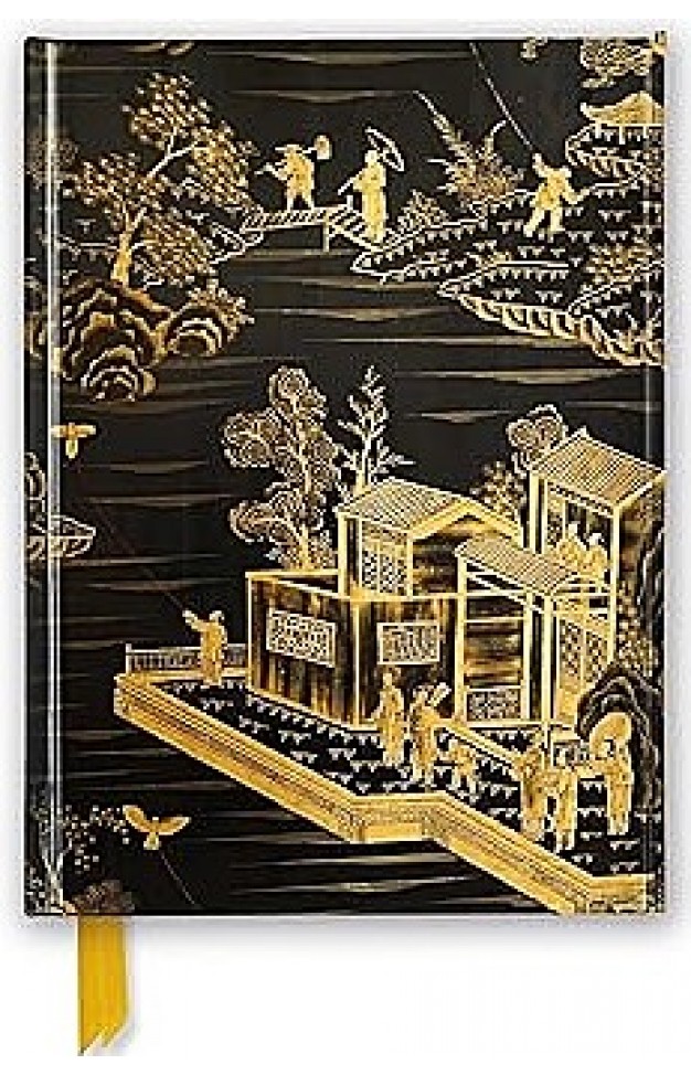 Chinese Lacquer Black and Gold Screen Foiled Journal Flame Tree Notebooks